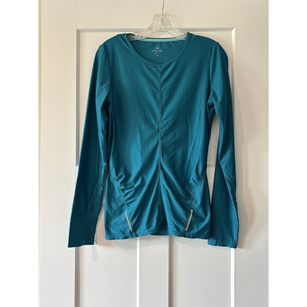 Athleta Wildly Wick It Running Top Long Sleeve Blue Reflective Size Medium
